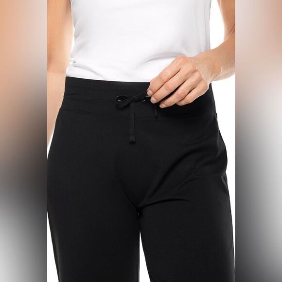 Coolibar Crop Pants Womens Medium Windley Beach Capris Lounge Black Pant UPF 50 - Picture 5 of 10